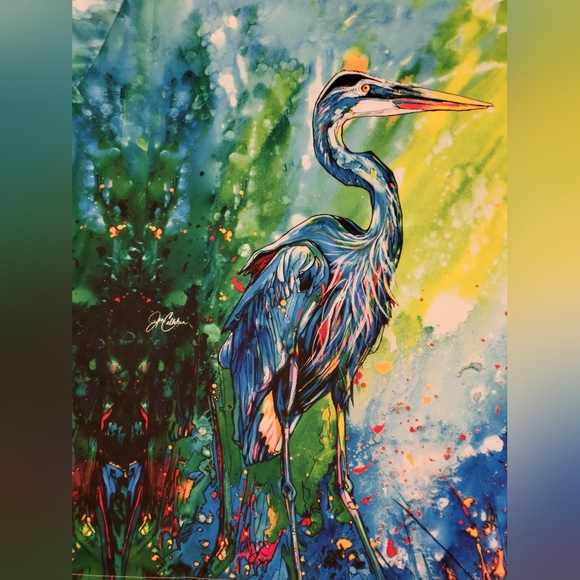 Jen Callahan Unisex T-shirt Size XXL Heron Watercolor Short Sleeve Art to Wear - Picture 7 of 11
